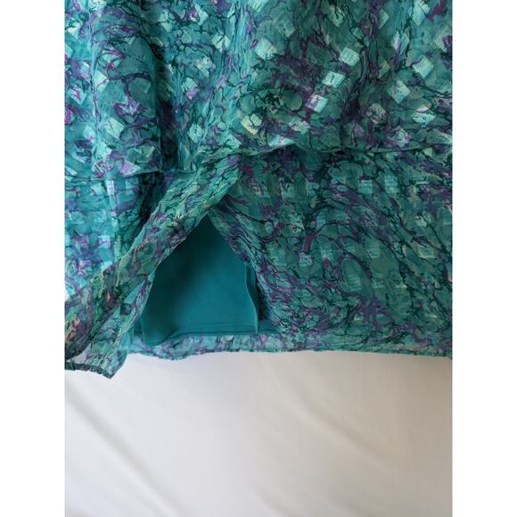 VTG Patra Dress Blue Water-Color Metallic Threading Tiered Size 18 Fairy 80s 90s - Picture 5 of 10